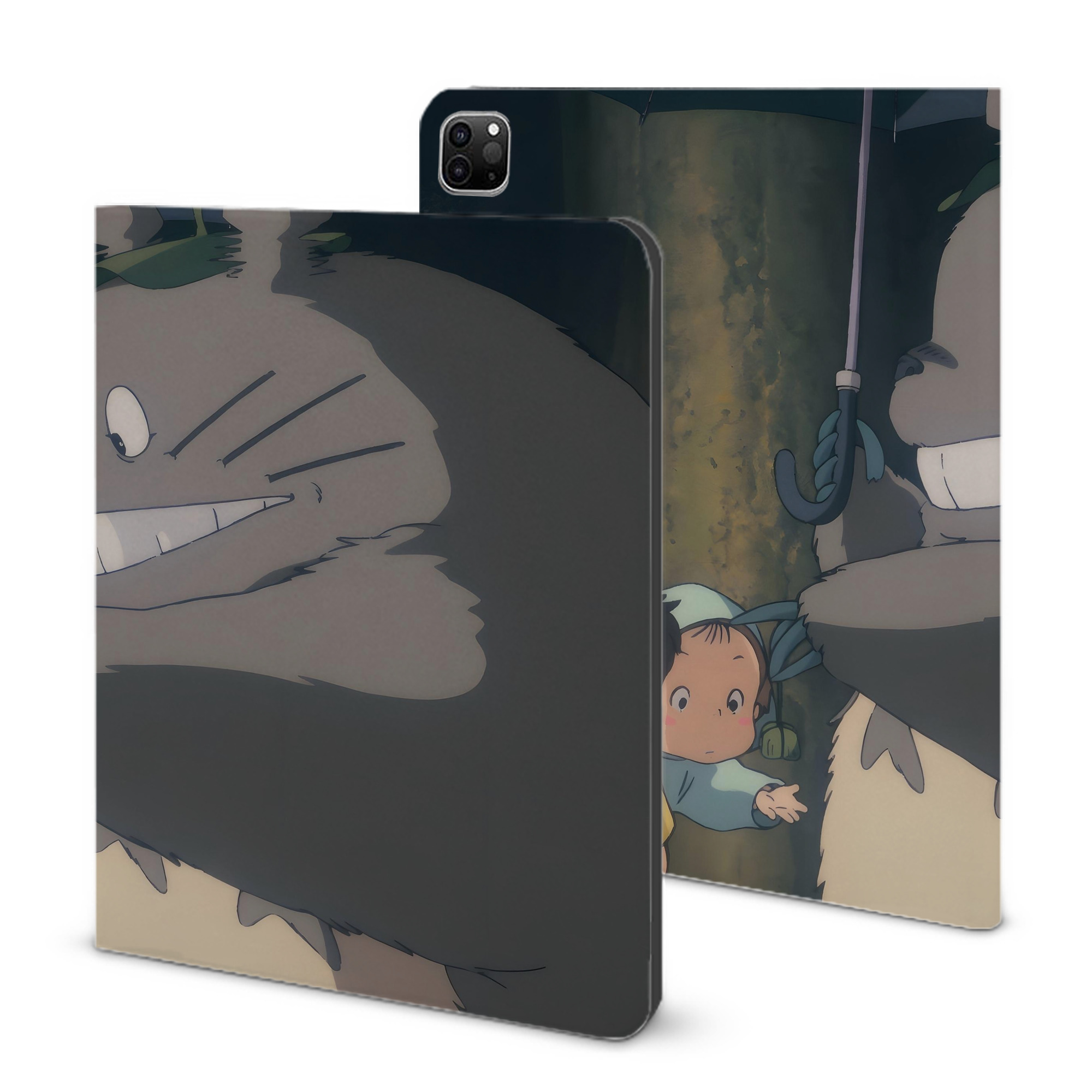 （画像用） となりのトトロ 草壁メイ 草壁サツキ My Neighbor Totoro Satsuki Kusakabe Mei Kusakabe IPad ケース ブック型 PUレザー TPU 耐衝撃 軽量 薄型 ペン収納なし 全面保護 IPad 各モデル対応